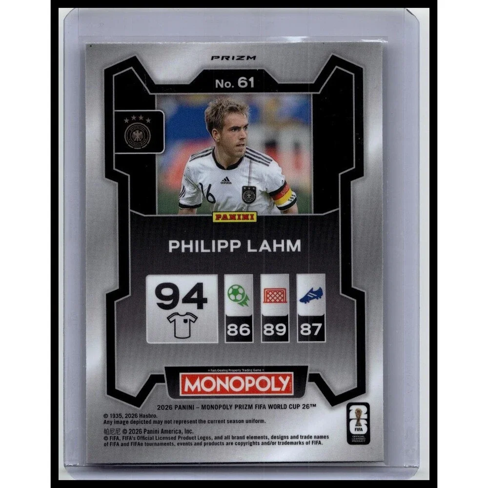 2026 Panini Prizm Monopoly Cup Philipp Lahm #61 Germany Gold Cracked Ice Prizms